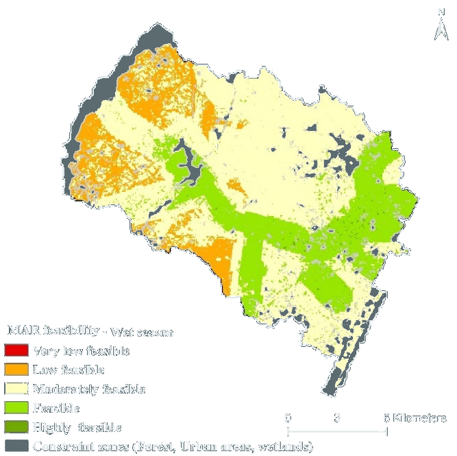 Map of MAR feasibility in the Chiba watershed for the wet season